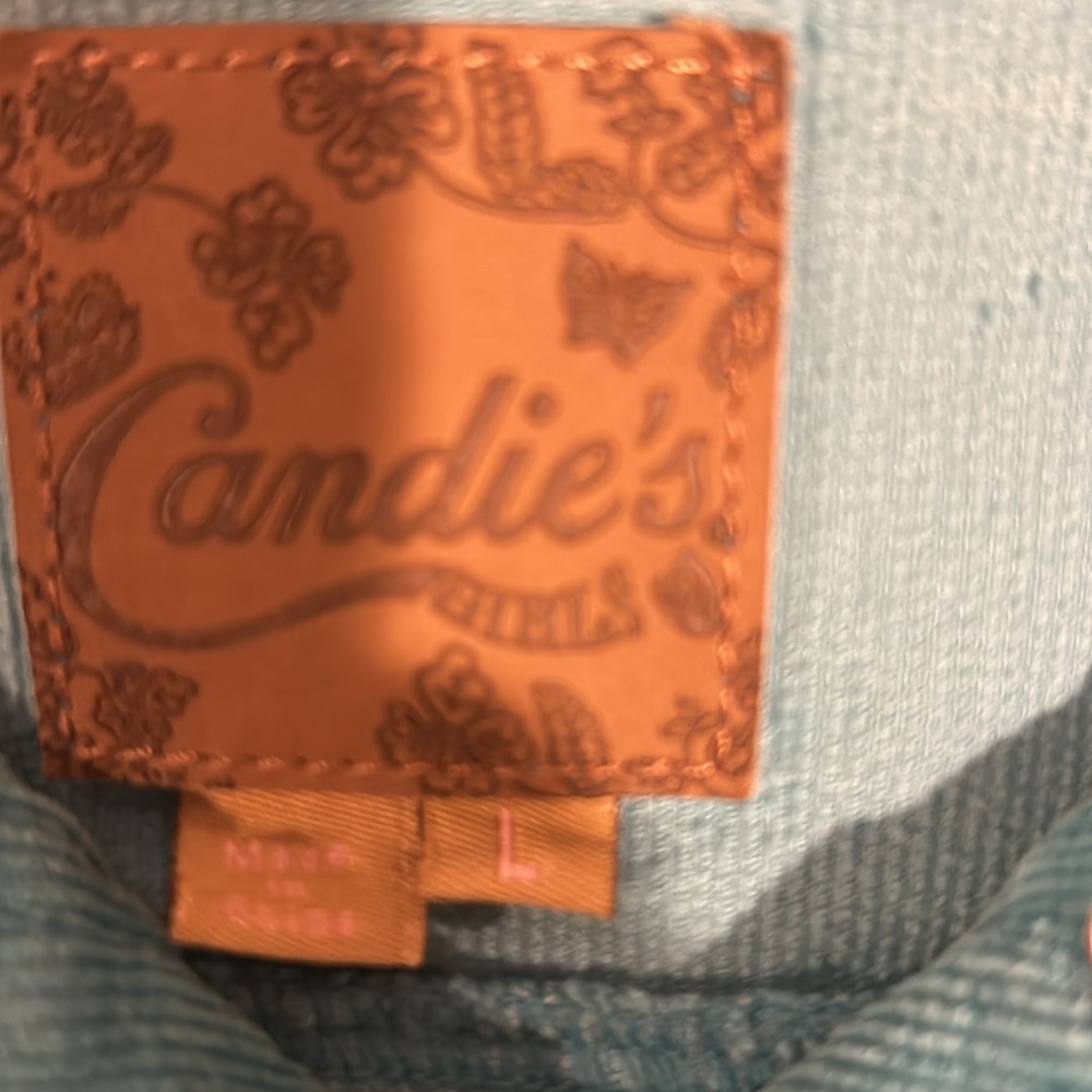 Candies Girls, Size L, Teal Blue Corduroy Jeans Jacket - Picture 9 of 11
